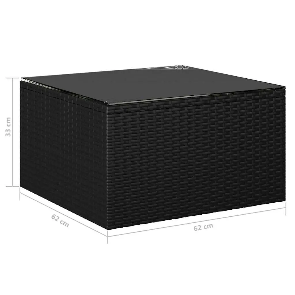 9 Piece Garden Lounge Set Outdoor Furniture Modular Black Poly Rattan Cushions