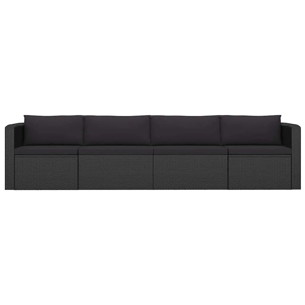 9 Piece Garden Lounge Set Outdoor Furniture Modular Black Poly Rattan Cushions