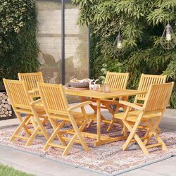 Comfortable 7 Piece Garden Dining Set - Teak Wood