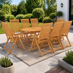 Garden Dining Set 9 Piece Outdoor Patio Furniture Teak Wood Table Chairs