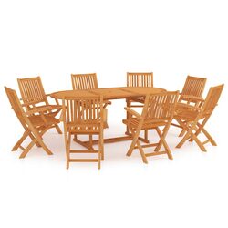 9 Piece Teak Garden Dining Set, Practical and Stylish