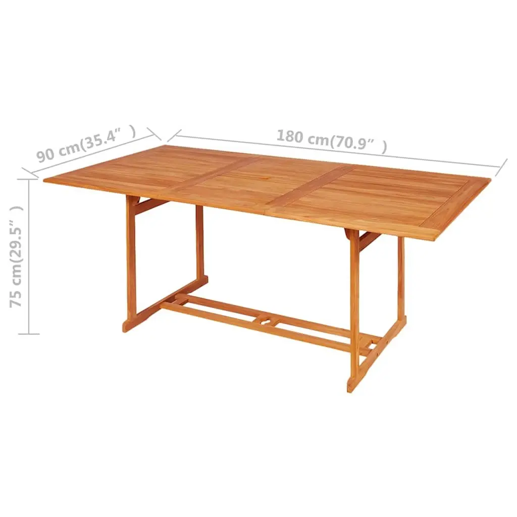 7 Piece Garden Dining Set Teak Wood Outdoor Patio Furniture Adjustable Brown