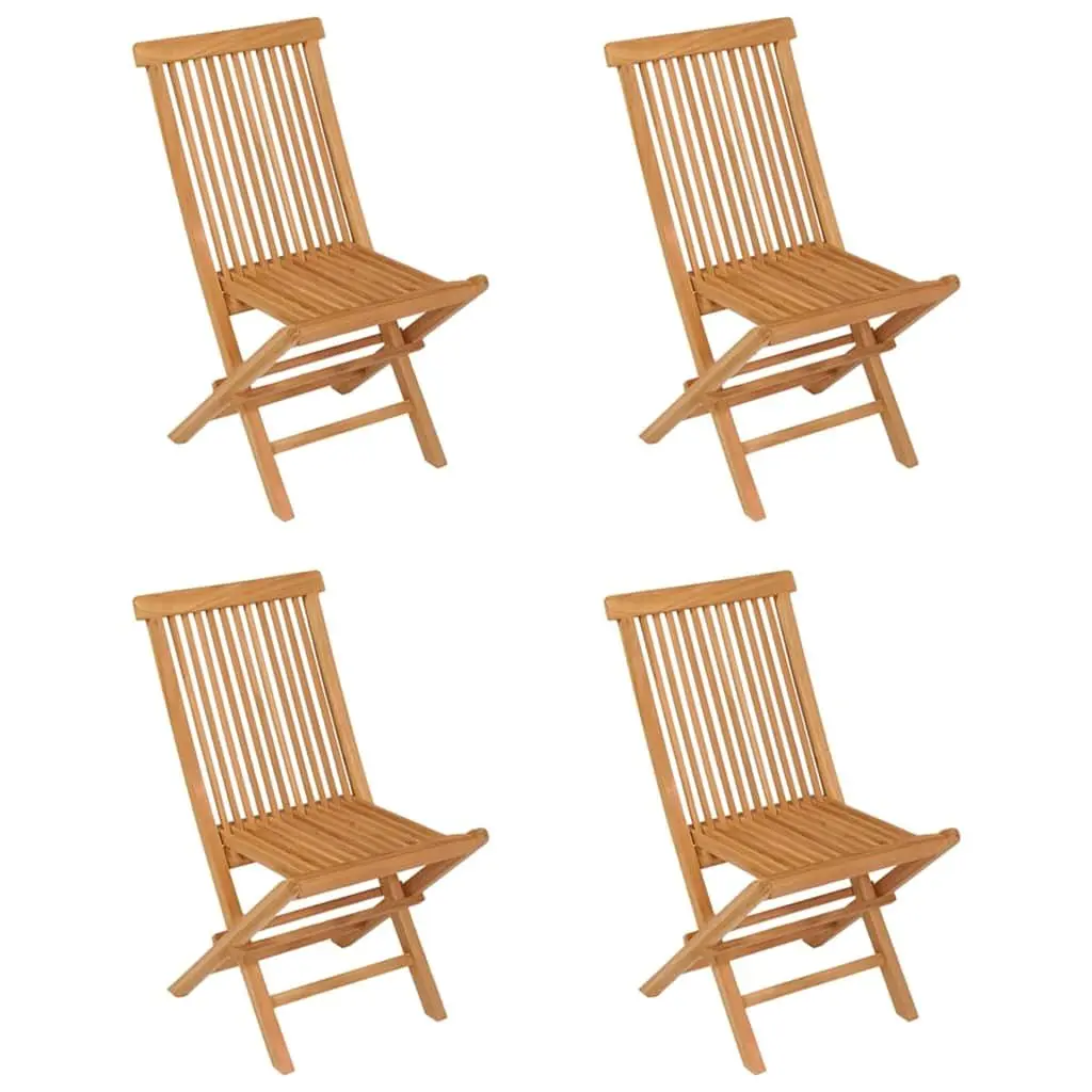 5 Piece Garden Dining Set Teak Wood Outdoor Table Chairs Brown