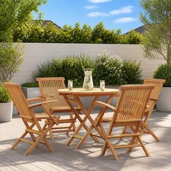Dependable 5 Piece Teak Dining Set for Outdoor Living