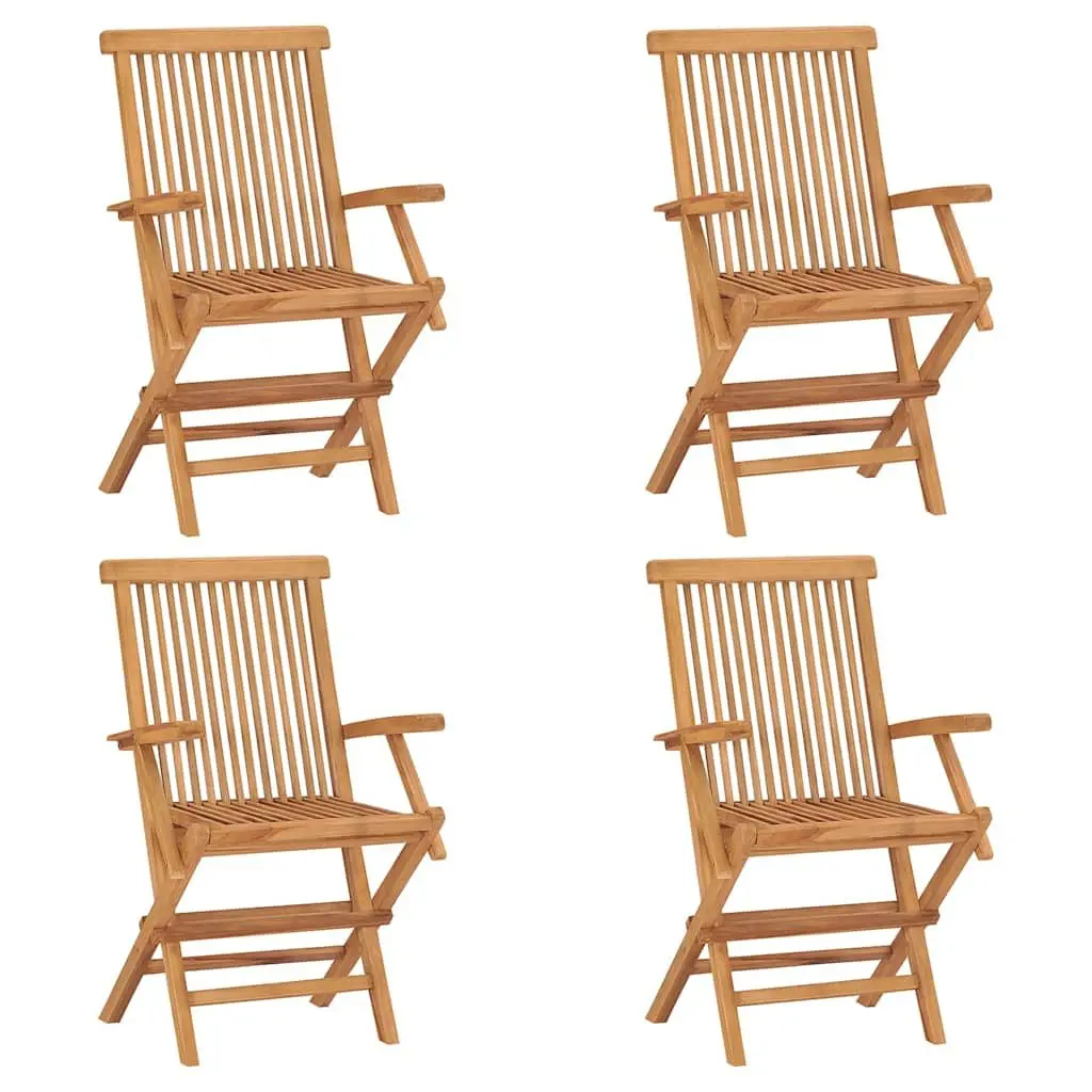5 Piece Garden Dining Set Outdoor Table Chairs Teak Wood Brown