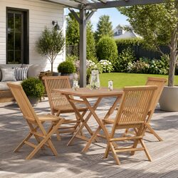 Sturdy 5 Piece Garden Dining Set in Teak Hardwood