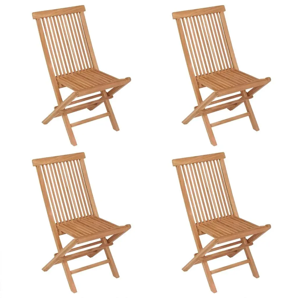 Garden Dining Set 5 Piece Outdoor Furniture Table Chairs Folding Teak Brown
