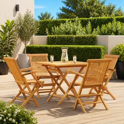 Quality 5-Piece Brown Dining Set for Your Garden