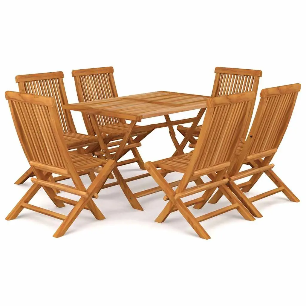 Garden Dining Set 7 Piece Outdoor Furniture Teak Wood Table Chairs Foldable
