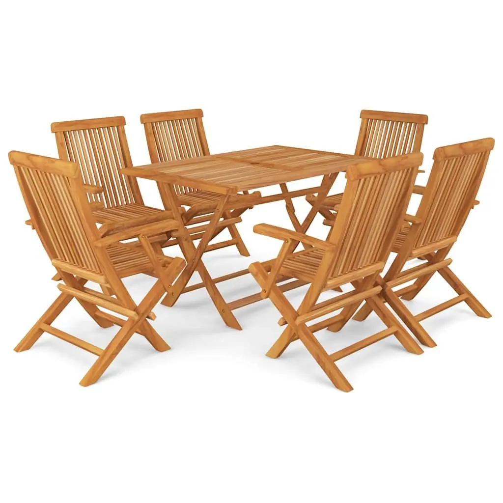 7 Piece Garden Dining Set Outdoor Table Chairs Teak Wood Brown