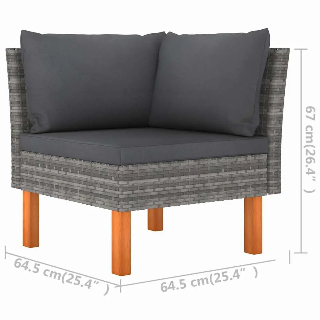 Outdoor Lounge Chair 3-Seater Garden Sofa Grey Cushions Rattan Patio Furniture