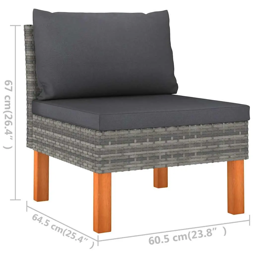 Outdoor Lounge Chair 3-Seater Garden Sofa Grey Cushions Rattan Patio Furniture