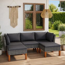 Comfortable 5-Piece Garden Lounge Set with Grey Cushions