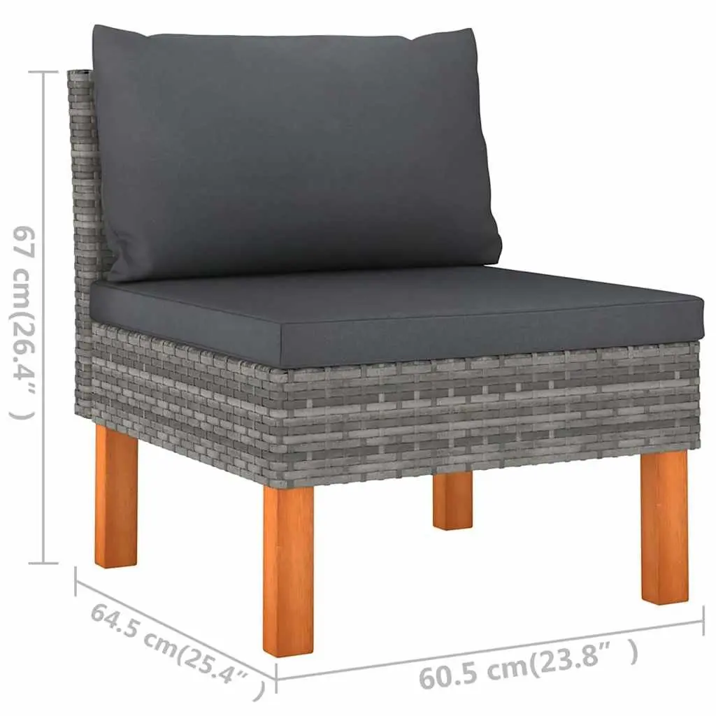 Garden Lounge Set 5 Piece Outdoor Furniture Grey Poly Rattan Sofa with Cushions
