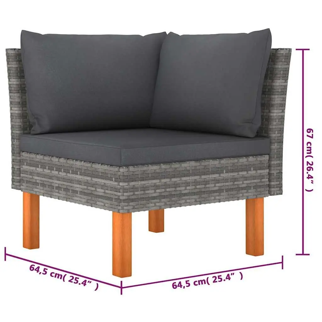 Garden Lounge Set 6 Piece Outdoor Furniture Grey Poly Rattan with Cushions