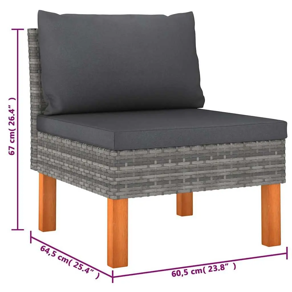 Garden Lounge Set 6 Piece Outdoor Furniture Grey Poly Rattan with Cushions