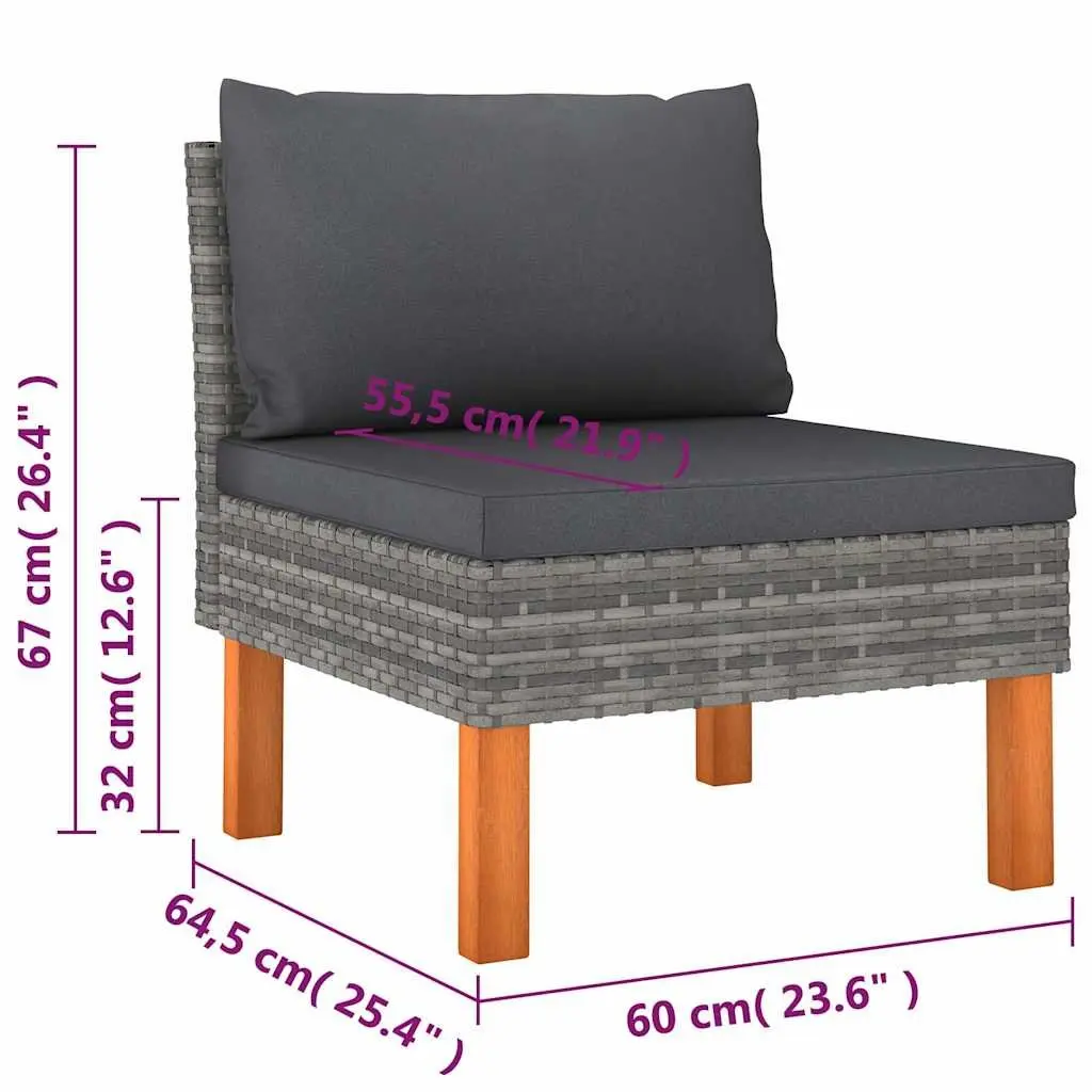 Garden Lounge Set Outdoor Furniture 9 Piece Grey Poly Rattan Sofa Cushions