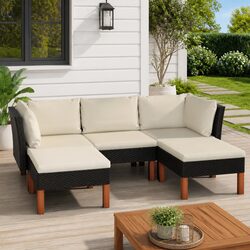 Comfortable 5-Piece Outdoor Lounge Set - Black Cushions