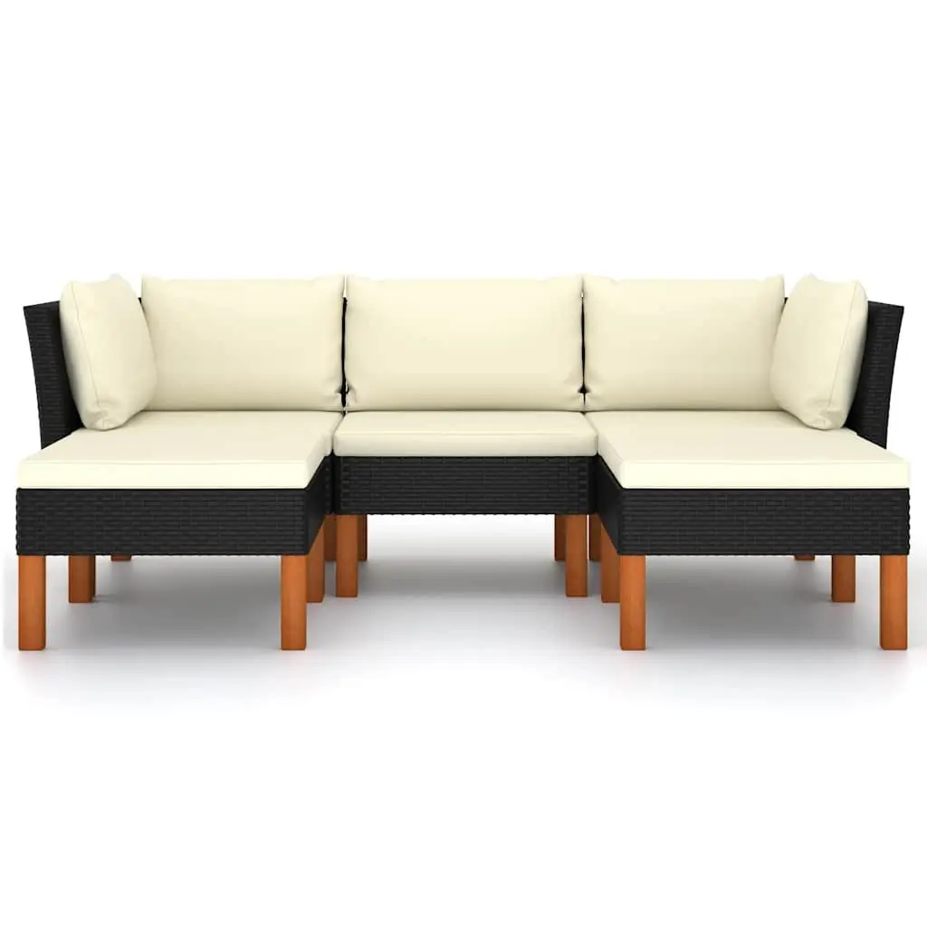 Outdoor Sofa Set 5 Piece Garden Furniture Black PE Rattan Cushions Lightweight Patio