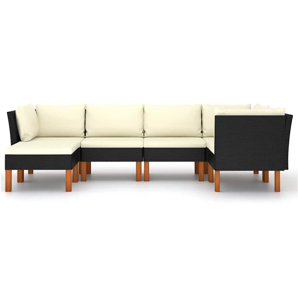 Garden Lounge Set 6 Piece Outdoor Furniture Poly Rattan Sofa with Cushions Black
