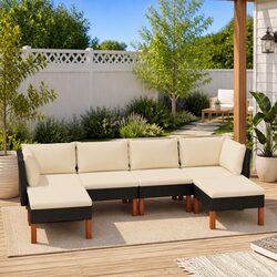 Comfortable and Durable Garden Lounge Set 6-Piece Black