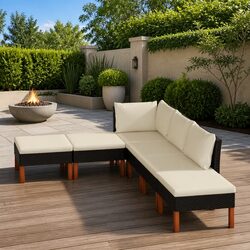 Comfortable 6-Piece Black Lounge Set for Outdoors