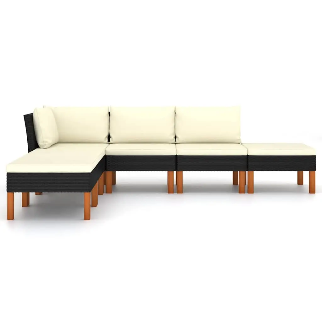 Garden Lounge Set 6 Piece Outdoor Patio Sofa Furniture Cushions Black