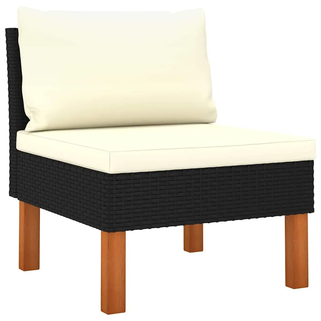 Garden Lounge Set 6 Piece Outdoor Furniture Sofa Cushions Black