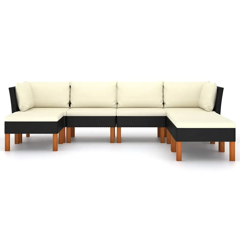 Garden Lounge Set 7 Piece Outdoor Furniture Cushions Black