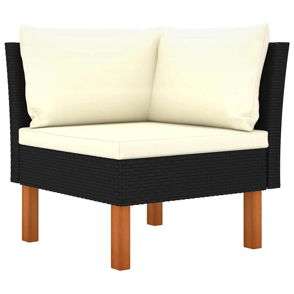 Garden Lounge Set 8 Piece Outdoor Furniture Poly Rattan Sofa Black Cushions