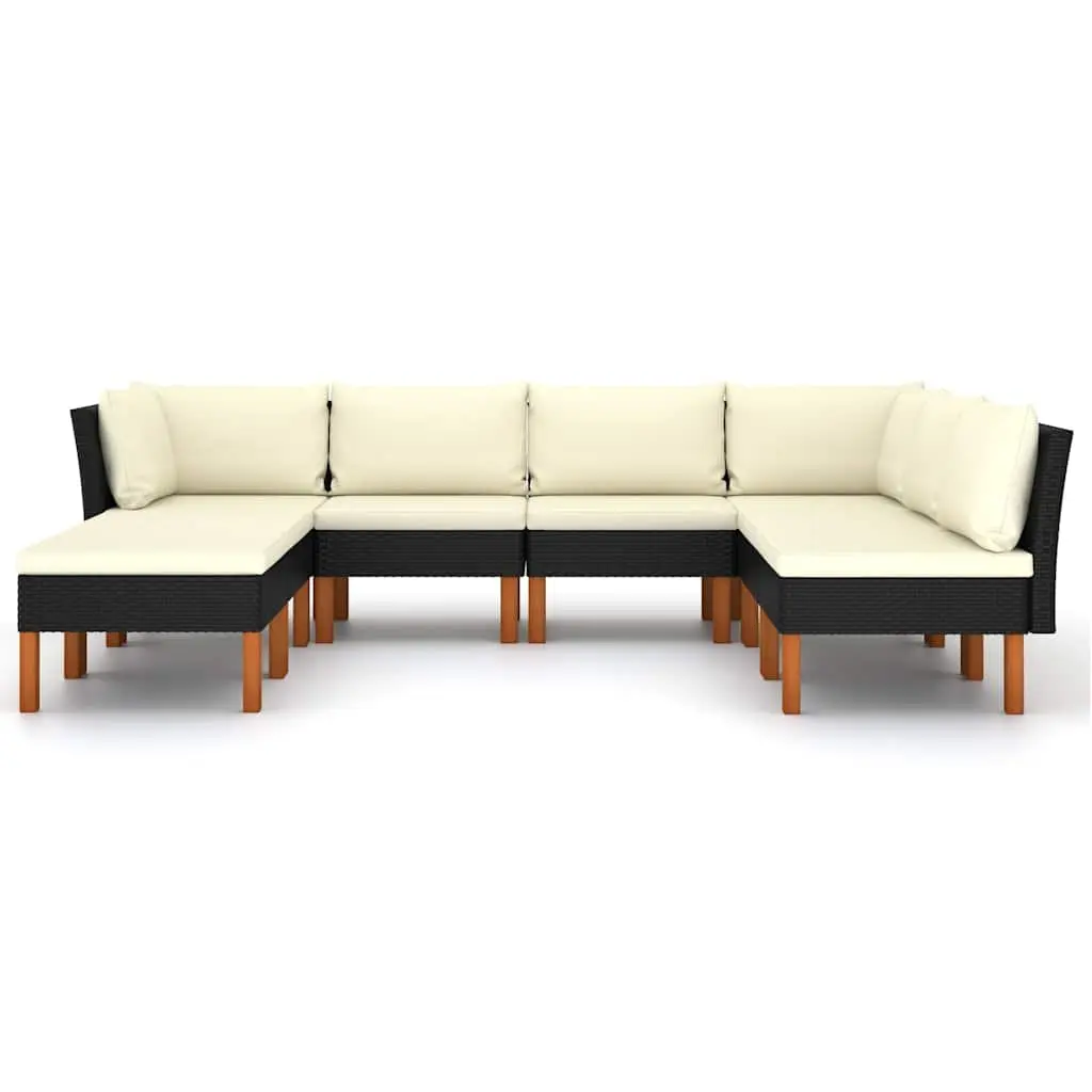 Outdoor Lounge Set 8 Piece Garden Furniture Black Rattan Sofa with Cushions
