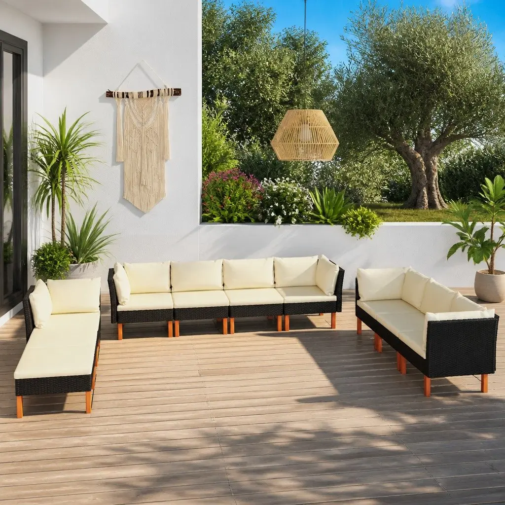 10-Piece Outdoor Lounge Set with Removable Cushions