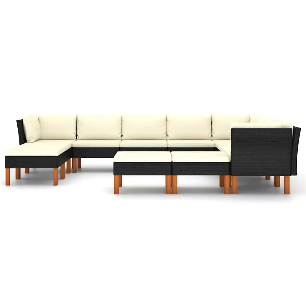 Garden Lounge Set 12 Piece Outdoor Sofa Cushions Black