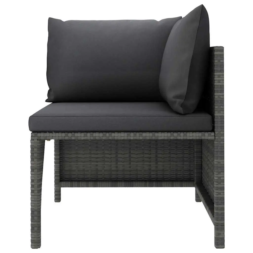 Outdoor Garden Lounge Set 3 Piece Poly Rattan Grey with Cushions Footstool