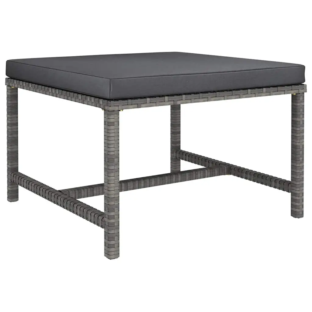 Outdoor Garden Lounge Set 3 Piece Poly Rattan Grey with Cushions Footstool