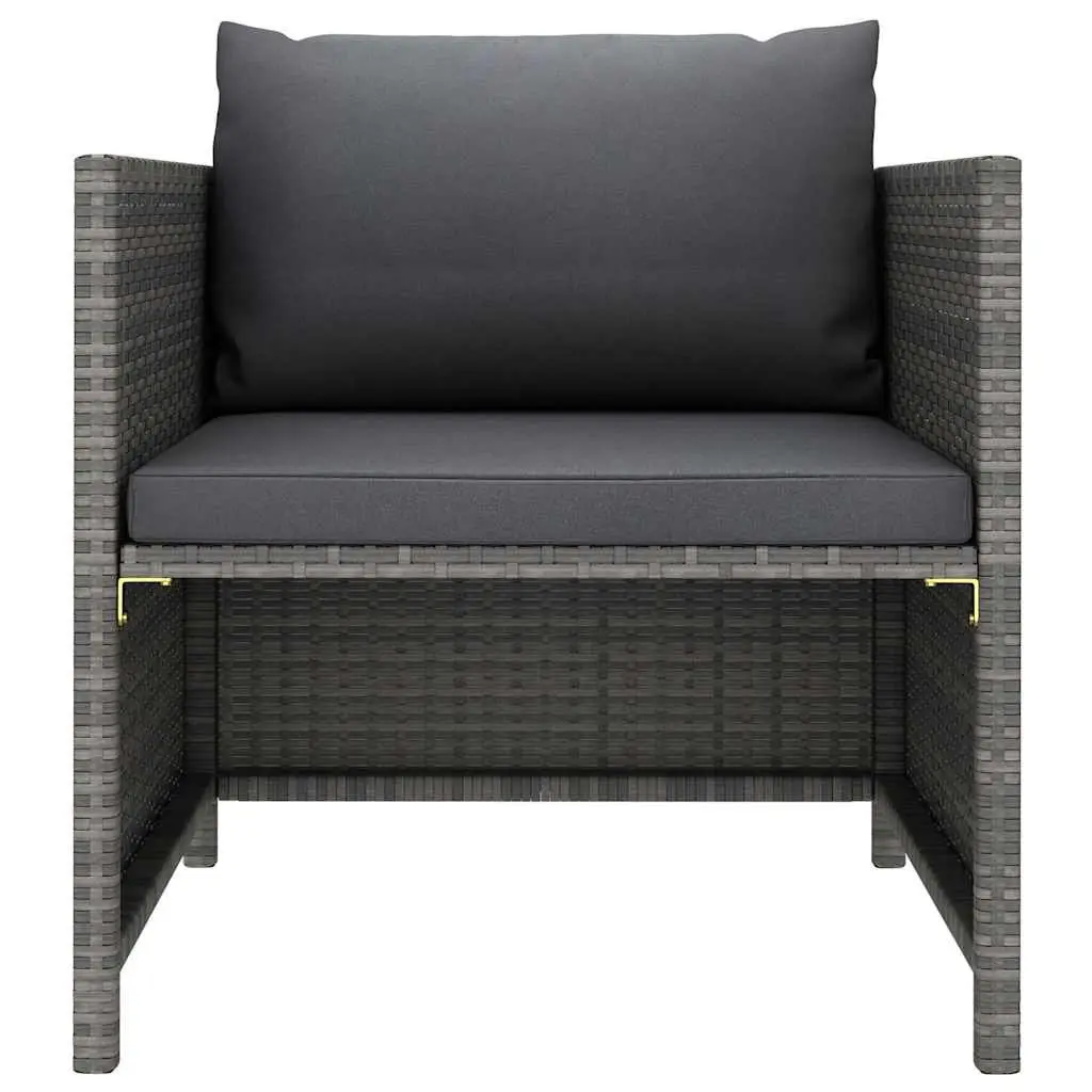 Garden Lounge Set 6 Piece Outdoor Furniture Poly Rattan Cushions Grey