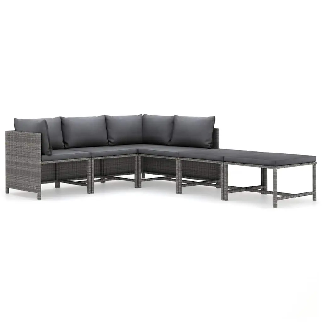 Garden Lounge Set 6 Piece Outdoor Furniture Poly Rattan with Cushions Grey