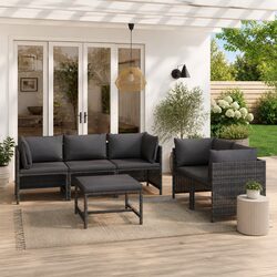 Warm and Inviting 6-Piece Grey Lounge Set for Outdoors