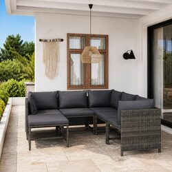 Comfortable 6 Piece Garden Lounge Set in Grey