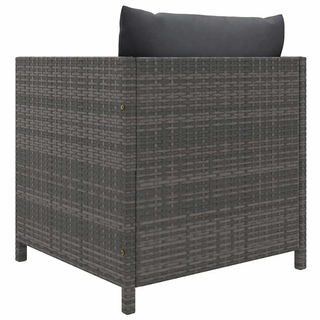 Modular Garden Lounge Set 7 Piece Grey Poly Rattan with Cushions Outdoor