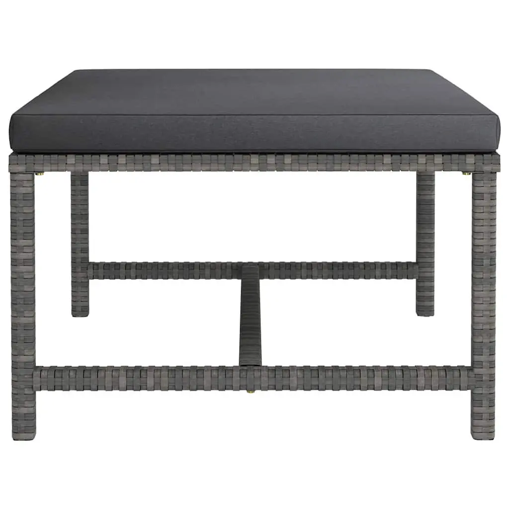 Garden Lounge Set 7 Piece Outdoor Furniture Grey Poly Rattan with Cushions