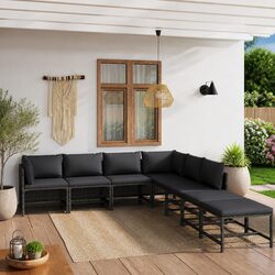 Comfortable 8-Piece Poly Rattan Lounge Set with Cushions