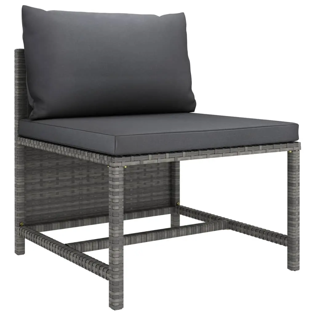 Garden Lounge Set 10 Piece Outdoor Furniture Grey Poly Rattan with Cushions