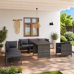 Comfortable 8-Piece Garden Lounge Set in Grey