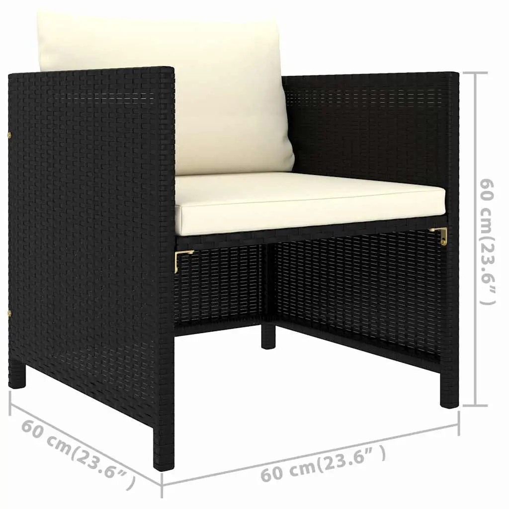 Garden Lounge Set 5 Piece Outdoor Furniture Poly Rattan Black with Cushions