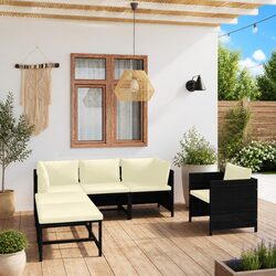 Comfort-Focused 6 Piece Garden Lounge Set in Black