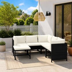 Comfortable 6-Piece Garden Lounge Set in Black