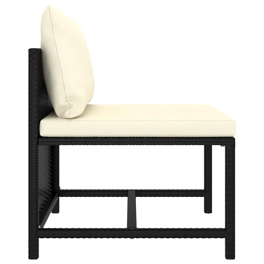 Poly Rattan Garden Lounge Set 9 Piece Black Outdoor Furniture with Cushions