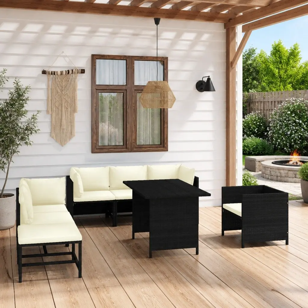 Outdoor Garden Lounge Set 8 Piece Modular Furniture Poly Rattan Black