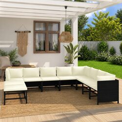 Comfortable 9-Piece Black Lounge Set with Easy Maintenance